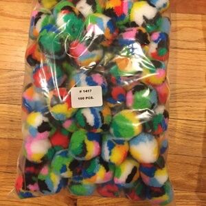 Vo-Toys 1.5" Puff Puffy Yarn Cotton Balls 100 Pack Cat Toy Xpet Votoys Bulk toys